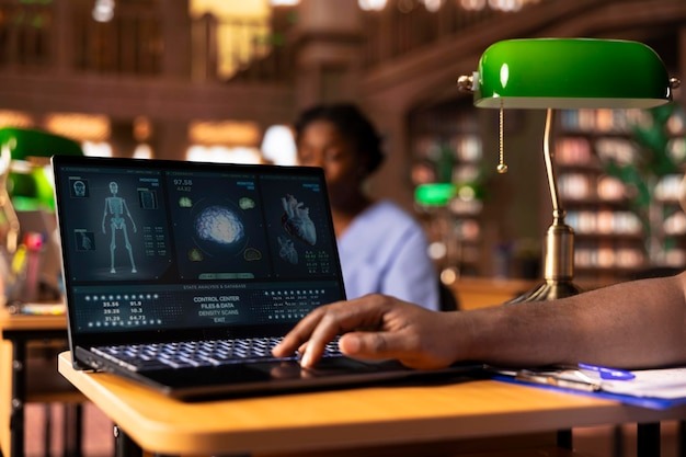 Student learning online with laptop