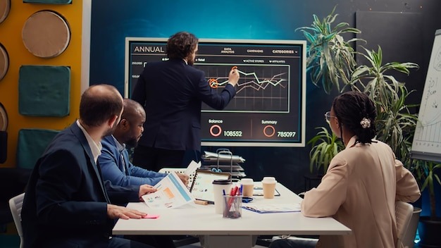 Trading floor with market data screens