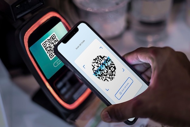 Customer paying with a mobile wallet