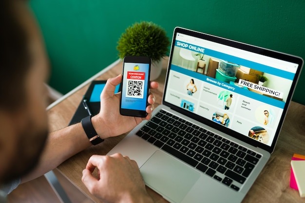 Online shopping on a laptop